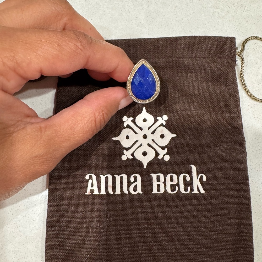 Anna Beck Sterling Silver with Gold Plated Accents Ring with Blue Stone